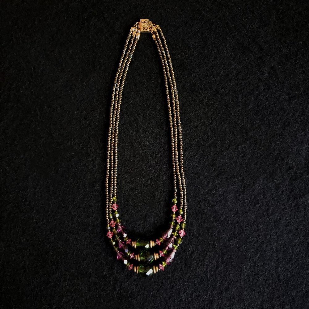 Triple Strand Beaded Necklace